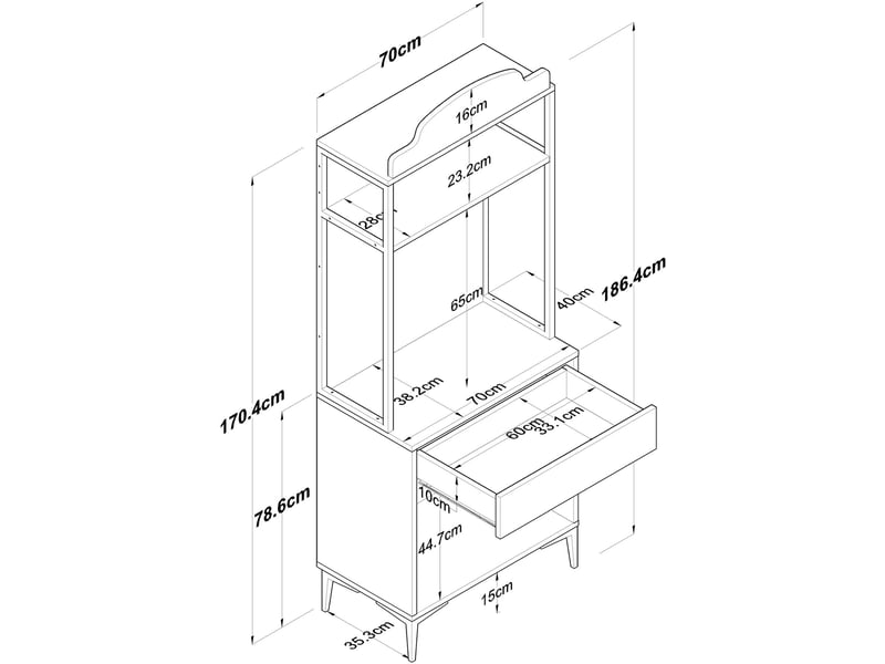  Armoire multifonction je157 - 100% melamine - noyer - 70 x 186,4 x 40 cm 893RAN4968 - Conforama D