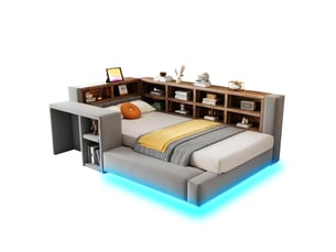 Lit avec rangement 90x200 cm    coloris gris