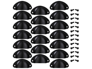 Poignée de tiroir bouton de porte en forme de coquille, décoration de porte de meuble, tiroir, armoire, placard avec vis, 20 pièces, noir