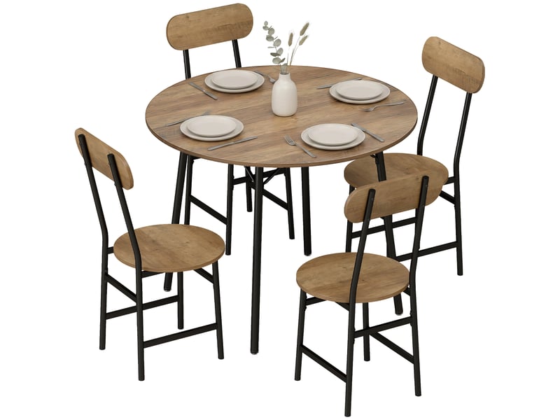  Ensemble table et chaises de style industriel 5 pièces pour 4 personnes  - Conforama A