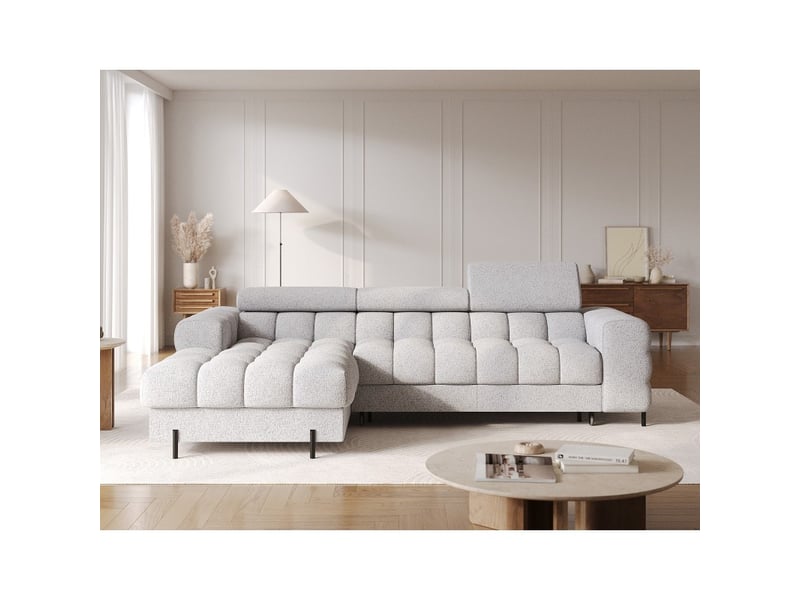  Canapé d'angle gauche convertible gris chiné ligne moderne 285x99x181cm filtro  - Conforama E