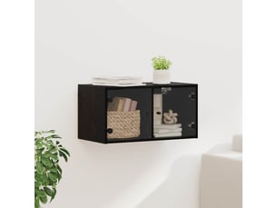 Meuble mural, meuble de rangement salon 68 x 37 x 35 cm bois d'ingénierie chêne noir