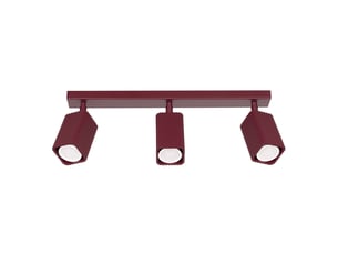Plafonnier rayo 3l bordeaux aluminium moderne 16.5x45x6cm