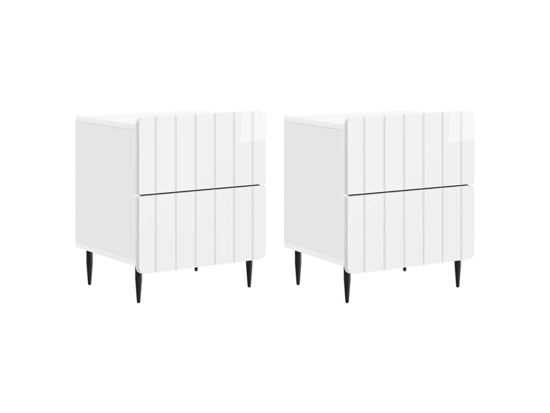  Table de chevet 2 pièces blanc brillant 43 x 34,5 x 49,5 cm  - Conforama B