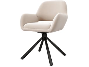 Lot de 2 chaise de salle à manger 60x60x80 cm, avec accoudoirs, design moderne, velours, beige, pivotante, confort, métallique