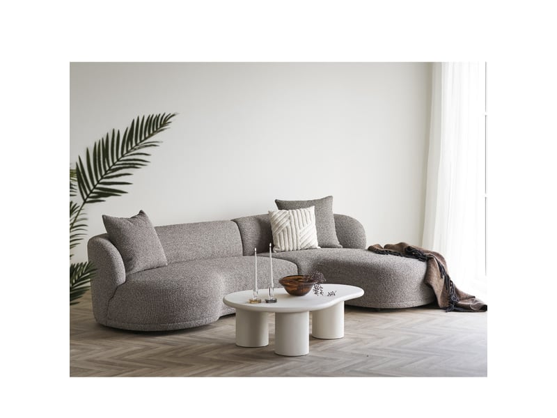 Malibu-canapé d'angle droit en tissu taupe  - Conforama B