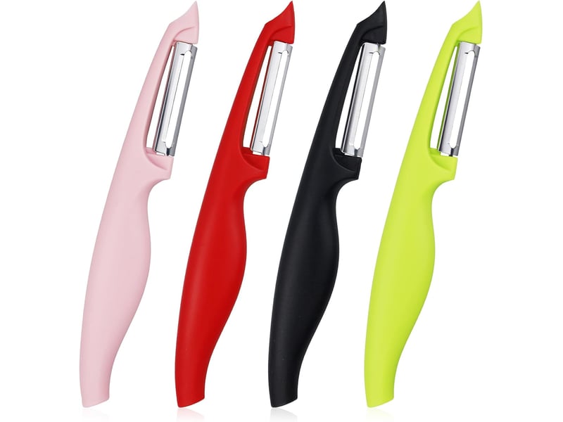 Lot de 4 éplucheurs pivotants pour fruits et légumes - lame en acier inoxydable avec poignée antidérapante - outil de cuisine - Conforama A