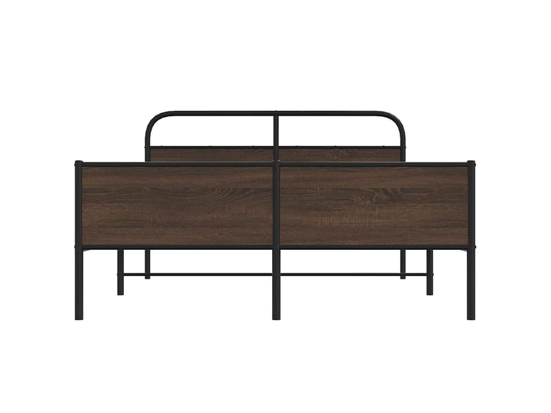  Lit double- lit adulte -  cadre de lit en métal sans matelas chêne marron 150x200 cm  - Conforama D