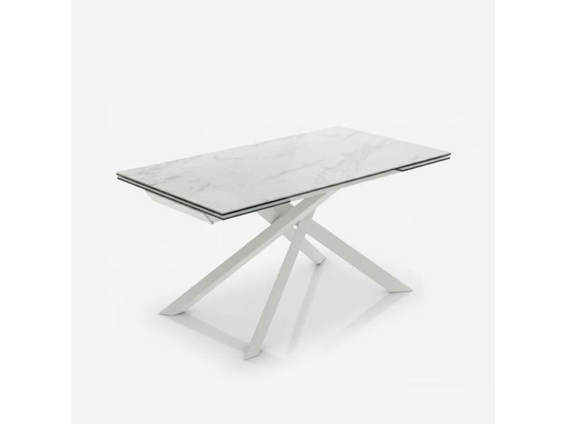  Table extensible en céramique et métal 160240x90 axis - blanc  - Conforama A