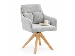 Lot de 2 chaises de salle à manger pivotantes 360° en velours structuré gris clair et bois