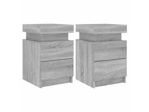 Lot de 2 tables de chevet - cabinet de chevet - table de nuit avec lumières led sonoma gris 35x39x55cm