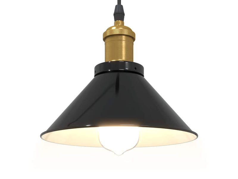 Lampe suspendue, suspension luminaire réglable hauteur e27 noir brillant ø22 cm métal - Conforama E
