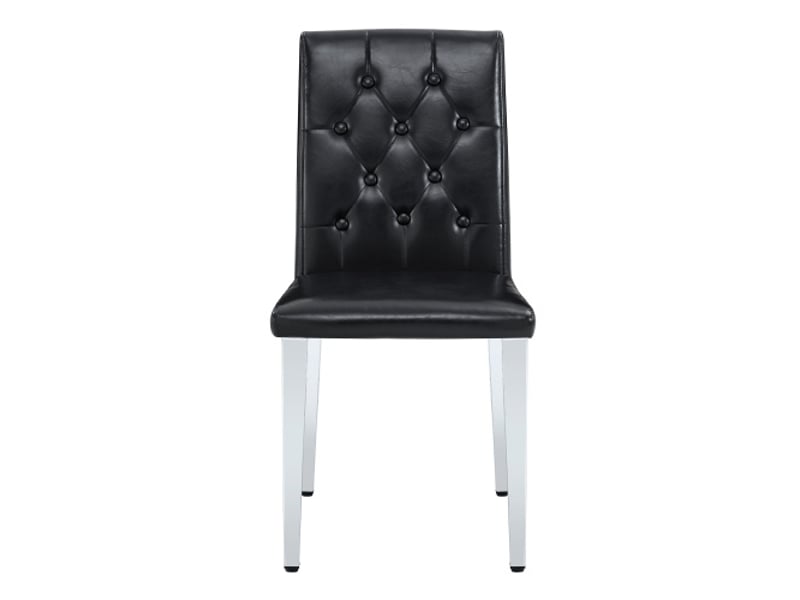  Lot de 4 chaises de salle à manger noires – pieds métalliques argentés brillants, design européen, luxe léger  - Conforama A