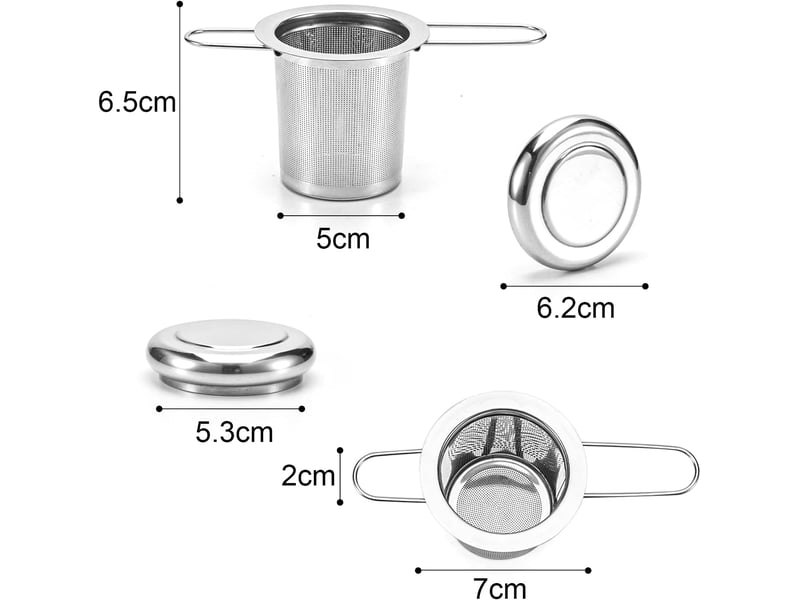  Filtre à thé, infuseur à thé en acier inoxydable 304 avec poignée et couvercle pliables pour tasses et théières de différentes tailles (a-2pcs) QA003893 - Conforama B