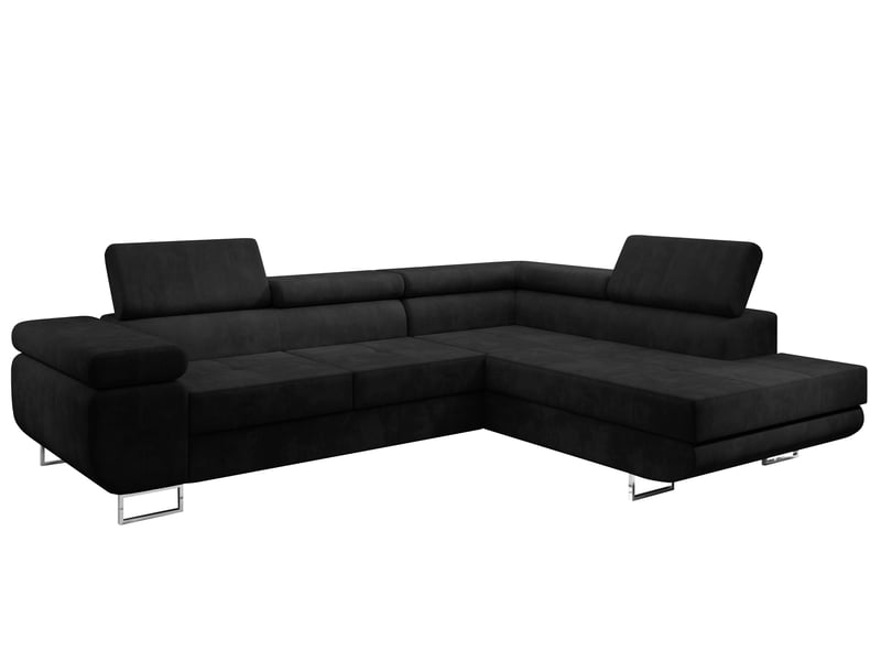 Canapé d’angle kanya noir 275 cm convertible avec coffre droite Kanya - Conforama A