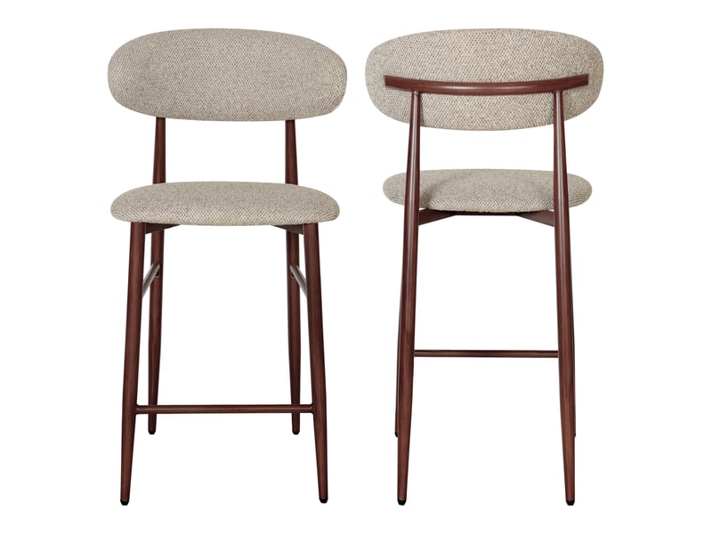  Lot de 2 tabourets de bar taupe chiné et métal effet bois foncé simon  - Conforama D