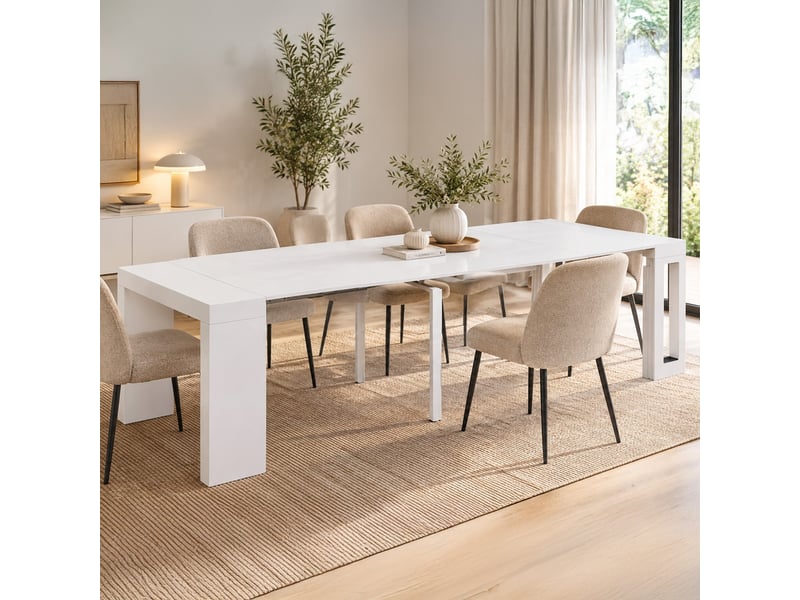 Table console extensible loki blanc laqué  - Conforama C
