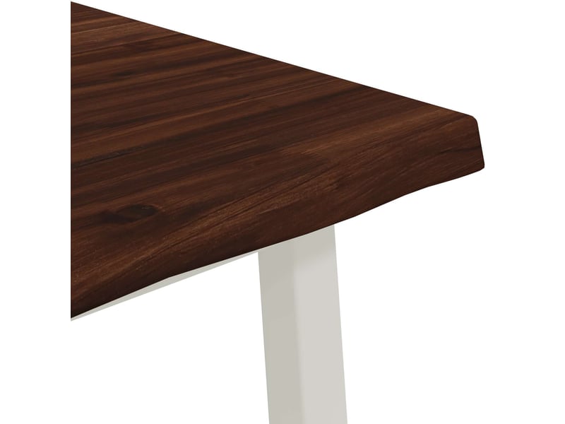  Table à manger 80x80x75 cm bois d'acacia massif marron foncé et blanc  - Conforama E