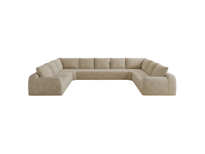  Canapé panoramique en u 9 places en chenille avec mousse haute élasticité, sans montage, pour salon, khaki  - Conforama A