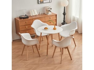 Lot de 4 chaises de salle à manger -pieds en hêtre - chaises de salle à manger scandinaves - blanc