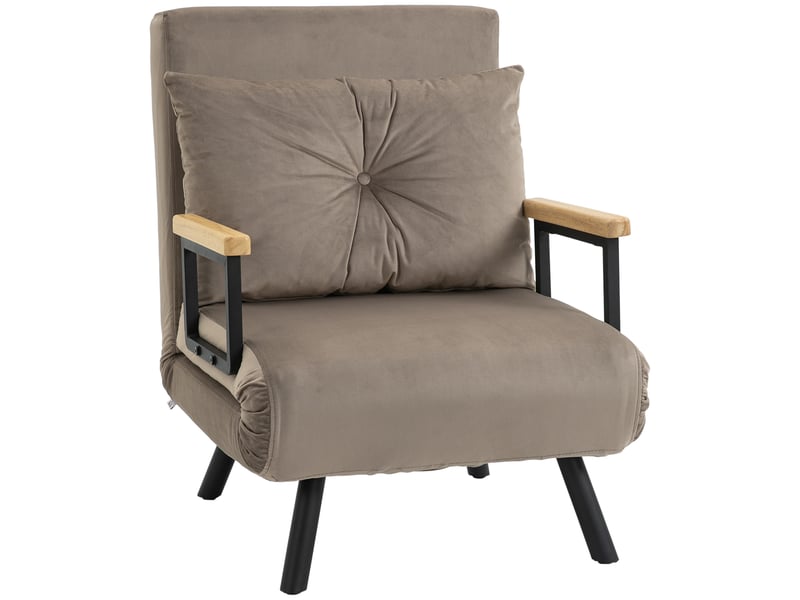  Fauteuil convertible en lit une place, dossier inclinable à 5 positions, aspect velours, pour salon et petite chambre  - Conforama A