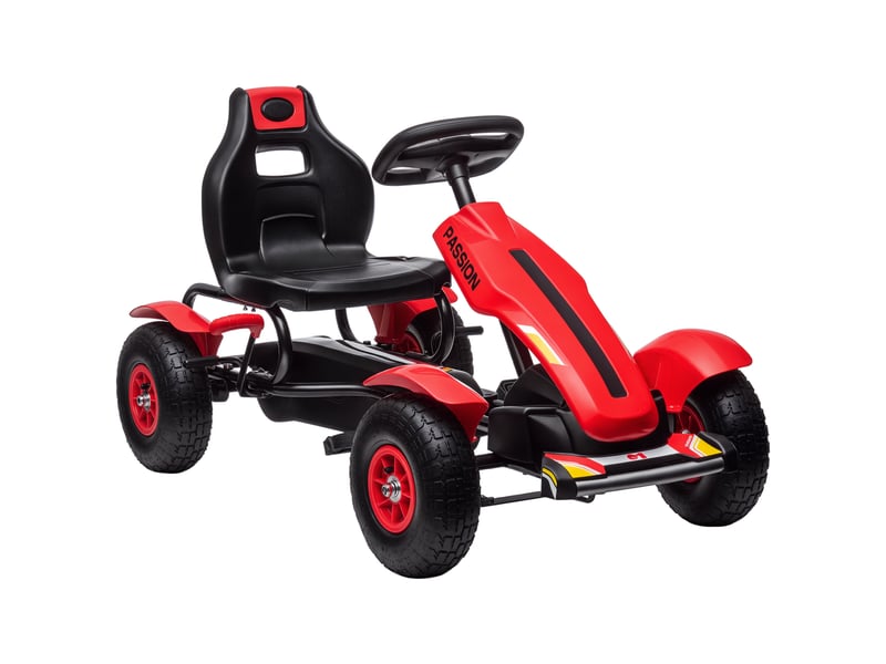  Karting à pédales pour enfants de 5 à 12 ans avec siège réglable et frein à main, 121 x 58 x 61 cm, rouge  - Conforama A