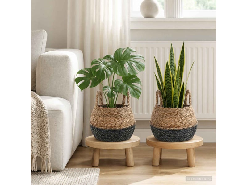 Jardinière - pot de plante avec poignées 2 pcs noir ø 22 x 20 cm - Conforama B