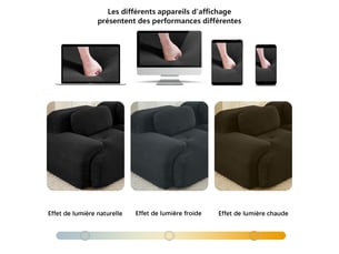 Canapé 3 places modulable en tissu velours côtelé,canapé-lit avec 3 repose-pieds amovibles,32d élastique,base anti-dérapant,noir