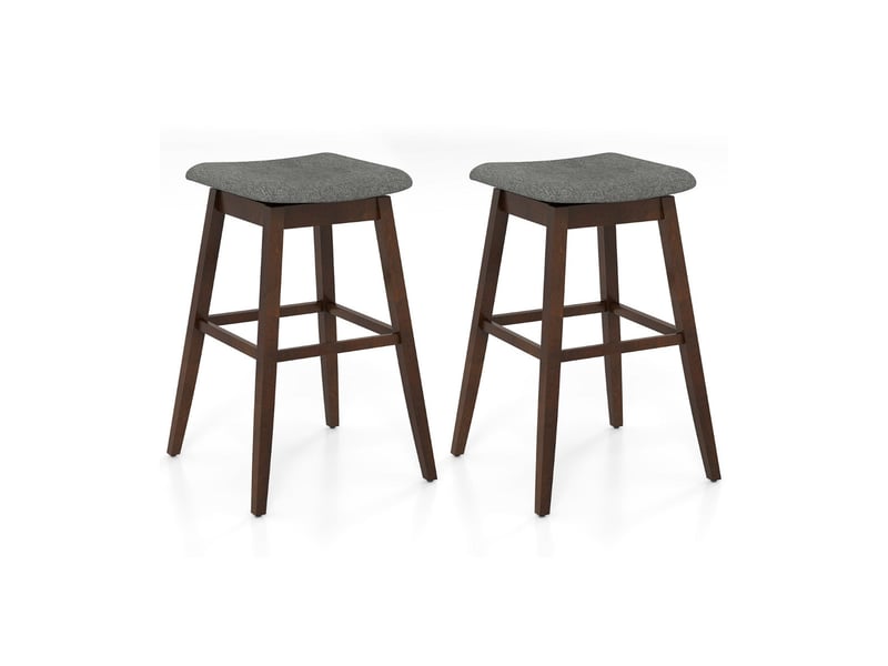  Lot de 2 tabourets de bar pivotants 50 x 50 x 76 cm confort ergonomique ambiance rustique en bois d'hévéa gris et marron 20_0011807  - Conforama A
