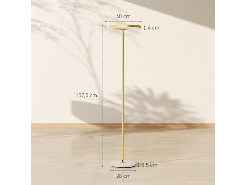  Lampadaire led 40x40x157,5 cm à 3 niveaux de luminosité avec interrupteur au pied, métal, doré  - Conforama E
