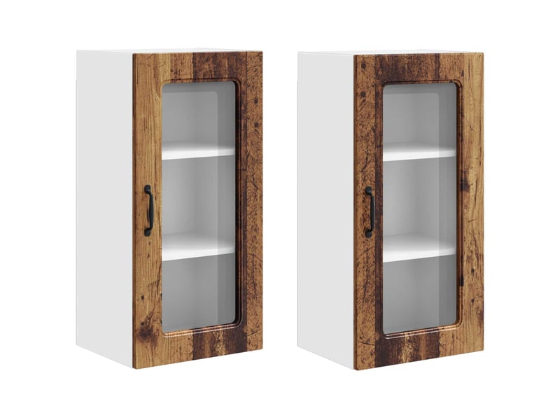 Meuble mural de cuisine | armoire de cuisine 2 pcs bois ancien shl455 - Conforama A