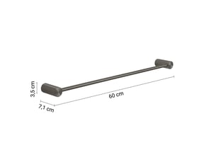 Porte-serviettes 60 cm en acier inoxydable gun metal | aloe