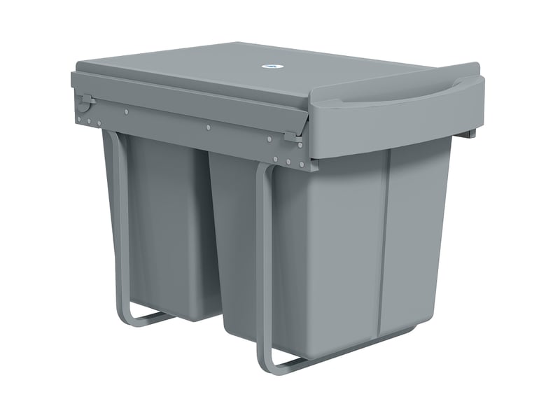 Poubelle encastrable coulissante 52 x 33,5 x 41 cm – grise – 2 bacs amovibles de 20 l, tri des déchets - Conforama A