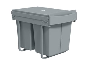 Poubelle encastrable coulissante 52 x 33,5 x 41 cm – grise – 2 bacs amovibles de 20 l, tri des déchets