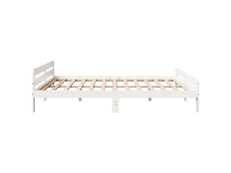  Lit double- lit adulte -  cadre de lit sans matelas blanc 200x200 cm bois massif de pin  - Conforama D