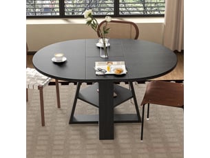 Table à manger extensible ronde 110150 × 110 cm, noir