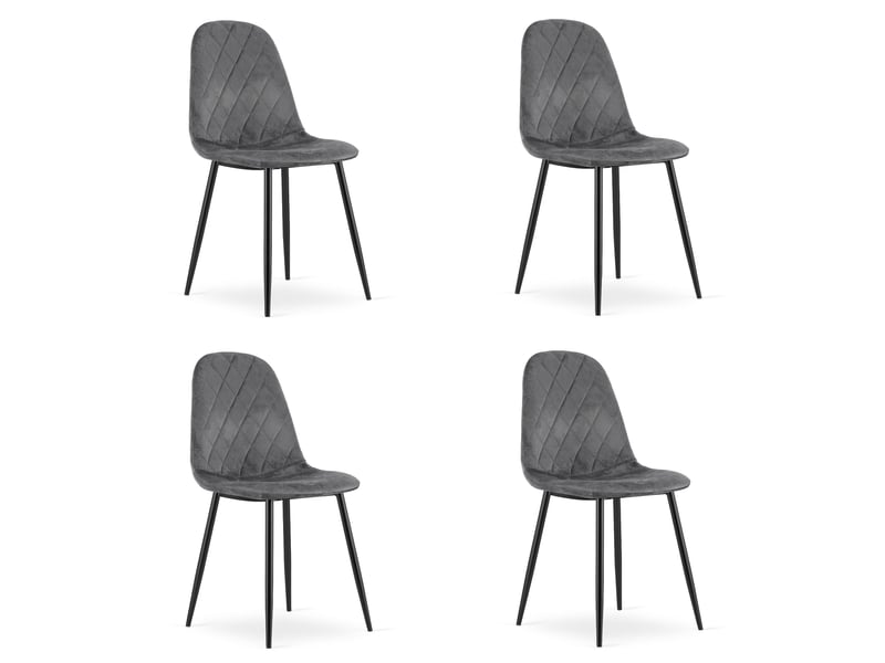 Family chaise asti - velours gris foncé x 4  - Conforama A