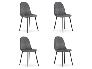 Chaise - leobert - asti - velours gris foncé - 44,5 x 50,5 x 87,5 cm - lot de 4