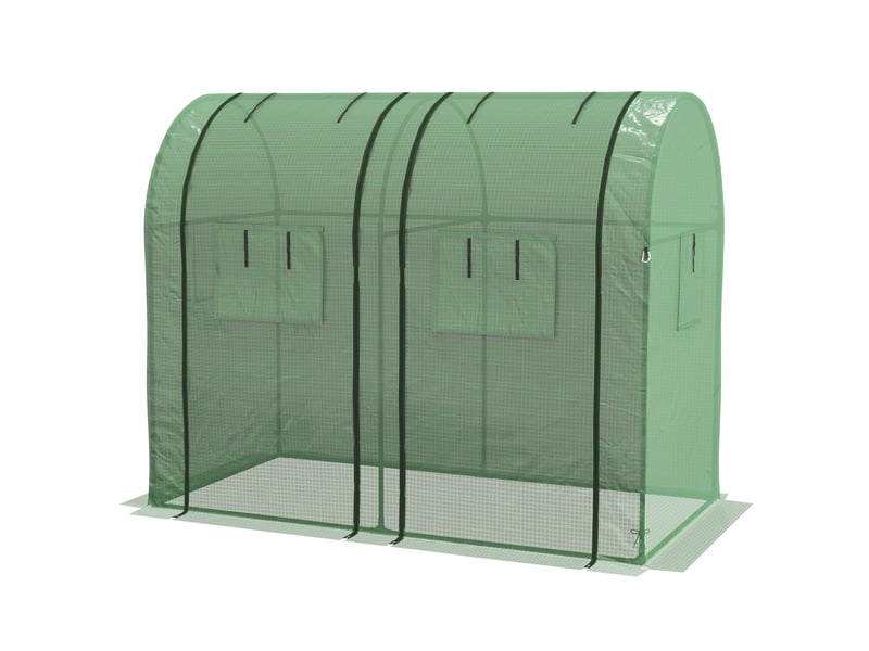 Serre de jardin 1,8 m² dim. 1,85l x 0,9l x 1,5h m 2 portes zippées déroulantes 4 fenêtres enroulables acier pe vert - Conforama B