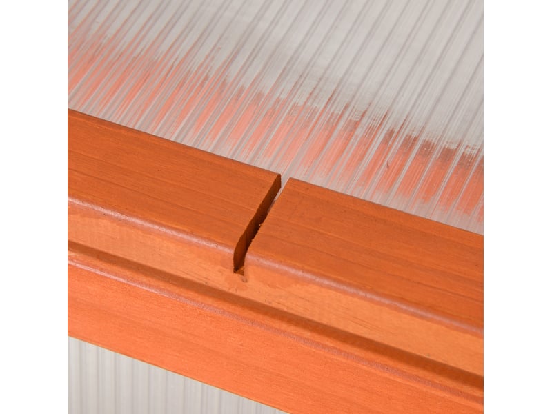  Mini-serre 90x46x40 cm toit ouvrant bois et polycarbonate orange  - Conforama D