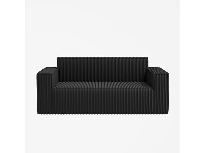  Canapé 2 places 178x86x70 cm en velours côtelé noir  - Conforama R