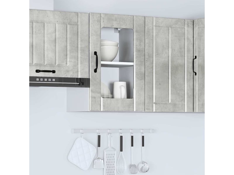  Armoire murale de cuisine avec porte en verre lucca gris béton shl9764  - Conforama D