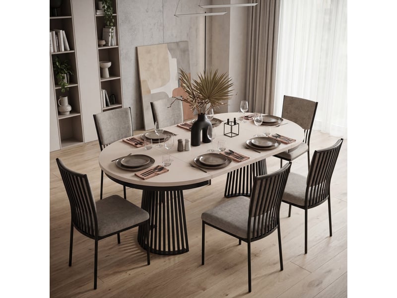  Selsey garda - table à manger ronde extensible - 100 cm - cachemirenoir Garda - Conforama C
