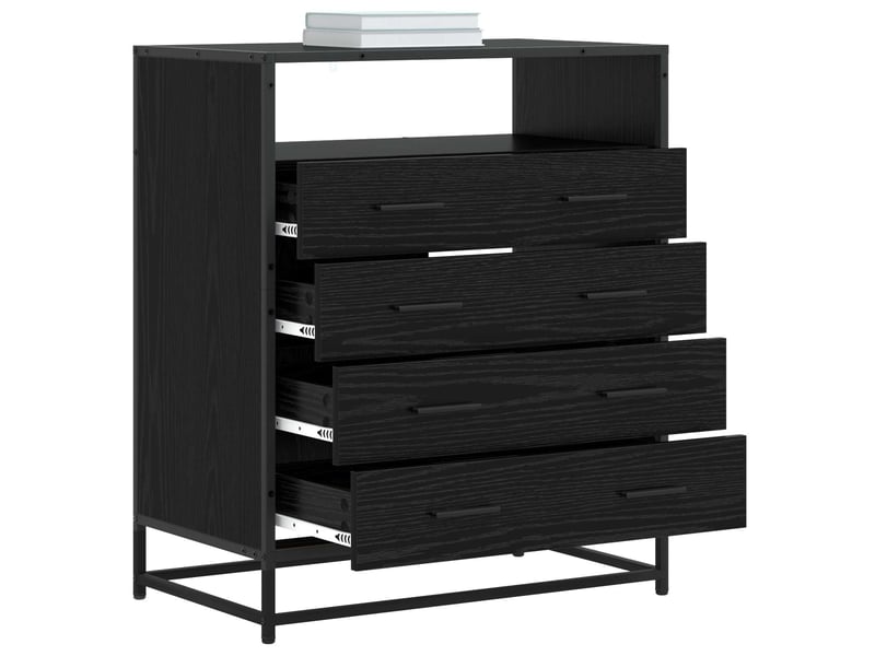  Armoire à tiroirs, commode 4-tiroir chêne noir 70x41x83,5 cm  - Conforama C