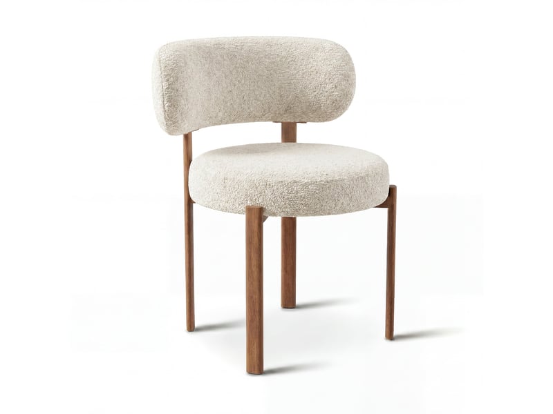  Lot de 2 chaises en bouclette crème lauren AC24BCR - Conforama A