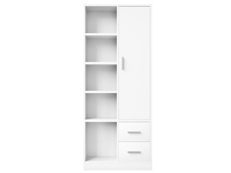  Armoire 1 porte avec 2 tiroirs et 2 tringles 70x50x170 cm blanc  - Conforama E