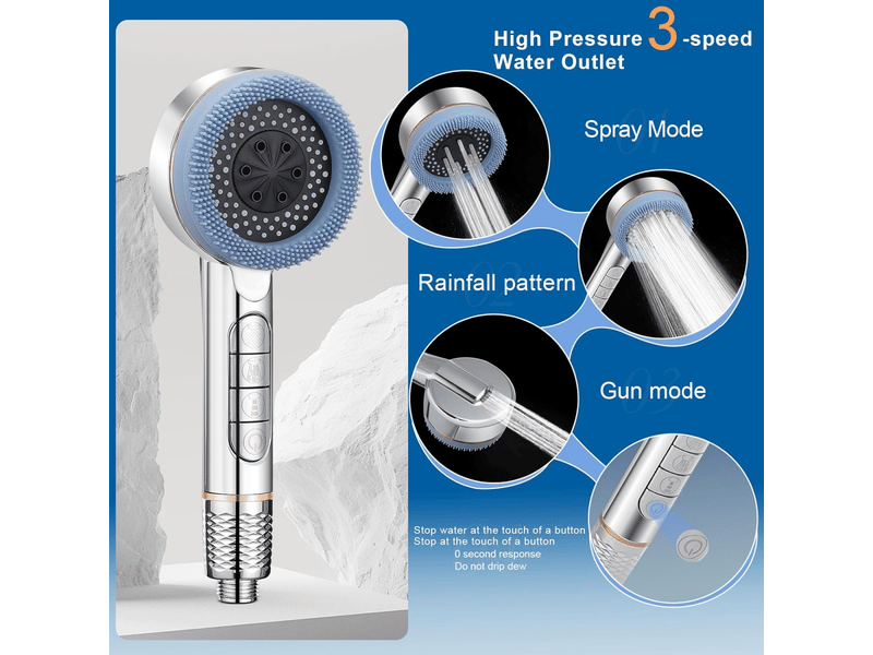  Pommeau de douche haute pression, pommeau de douche à économie d'eau avec flexible de 1,5 m, argent  - Conforama B