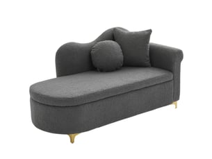 Canapé droit fixe 2 places Tissu gris avec coffre de rangement
