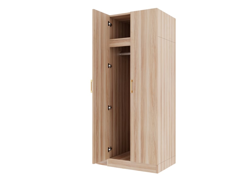  Armoire 2 portes 90x55x170 cm coloris bois naturel avec étagères et rangement  - Conforama E