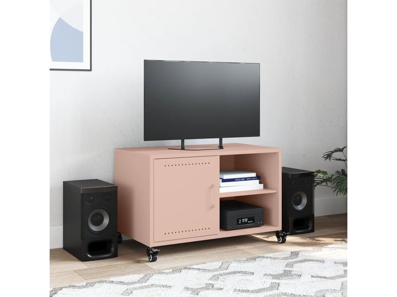  Meuble tv - banc tv - meuble de rangement rose 68x39x43,5 cm acier  - Conforama C